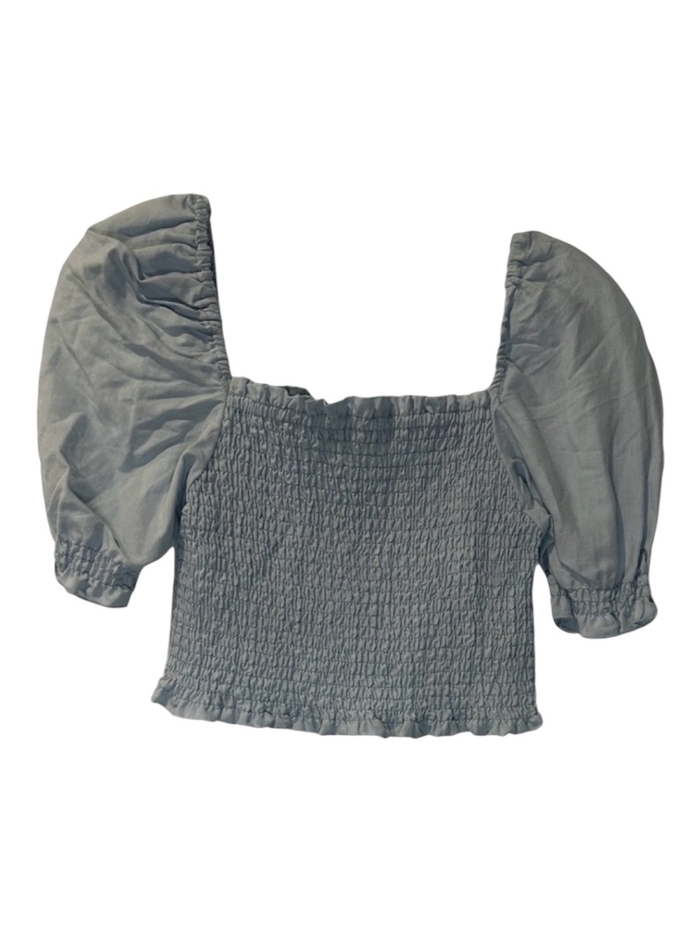 BlankNYC Smocked Linen Blend Crop Top Light Blue Size XS NEW with Tag